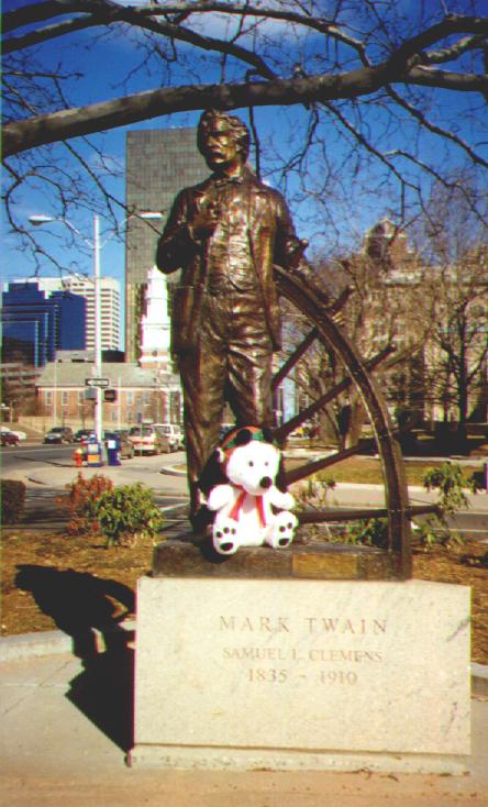 Snoopy Sits with Mark Twain